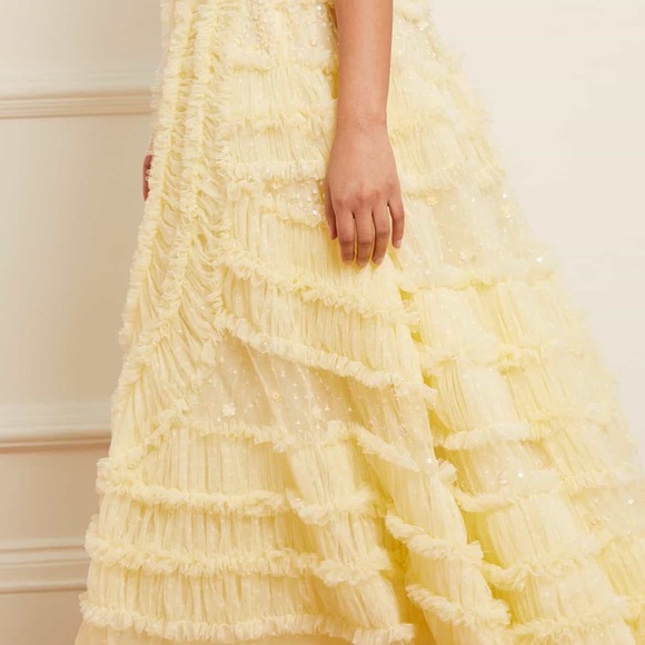 Needle & Thread VIOLET SHIMMER STRAPLESS GOWN and CAPE! US 6, Yellow, worn once - Picture 6 of 14